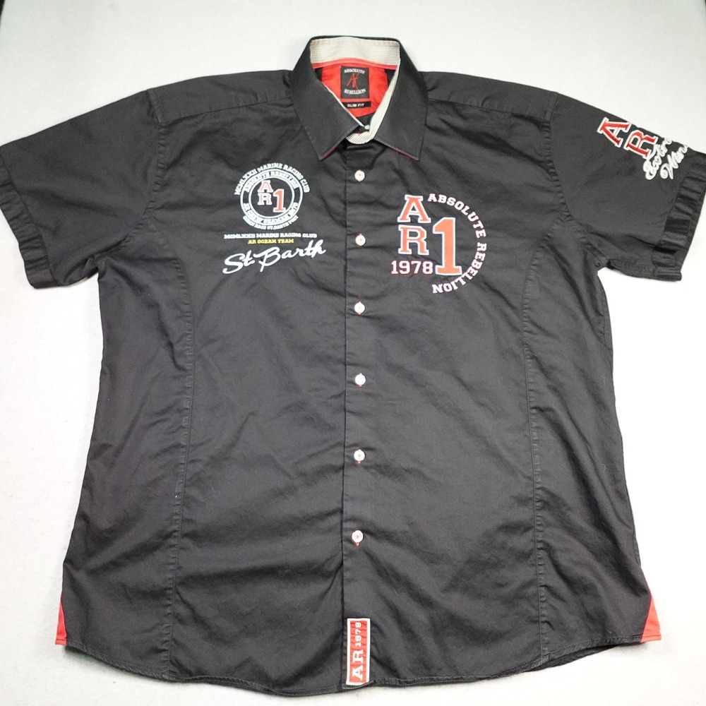 Absolute Rebellion Shirt Mens 3XL Black Slim Fit Marine Racing St Barth Nautical